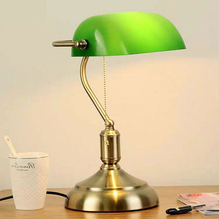 Elegant Glas Bordlampe med Vintage Design og Blød Belysning