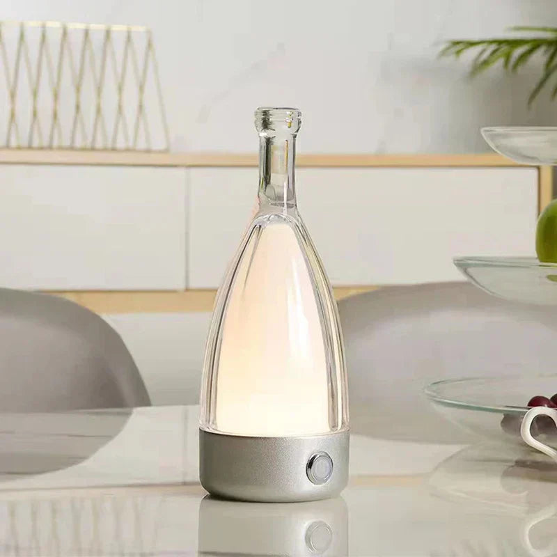 Vinflaskeformet USB Genopladelig Bordlampe med Dæmpbart LED-lys