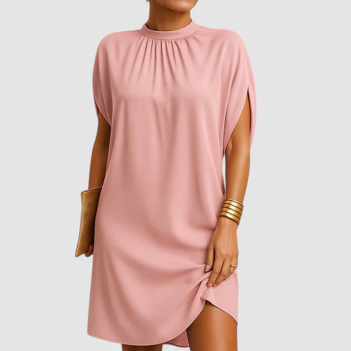 Rosie | Kvinders Mock Neck Batwing Split Ærme Midi Kjole