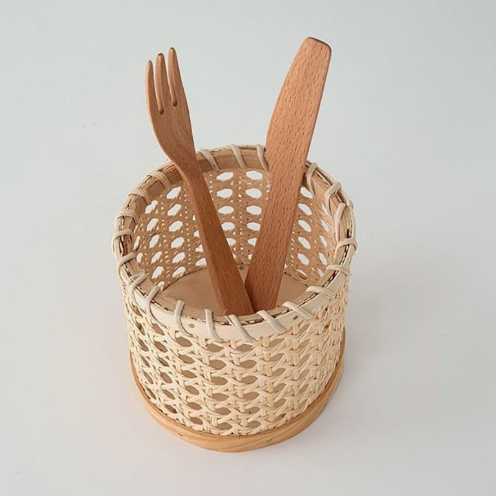 Rattan Bestik Organizer til Multifunktionel Opbevaring