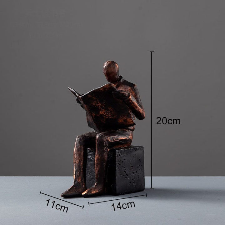 Abstrakt Læser Skulptur Bogstøtte i Resin