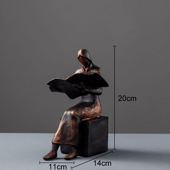 Abstrakt Læser Skulptur Bogstøtte i Resin