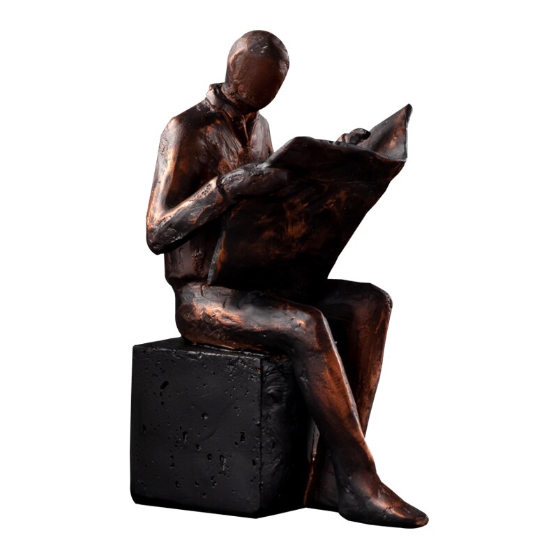 Abstrakt Læser Skulptur Bogstøtte i Resin
