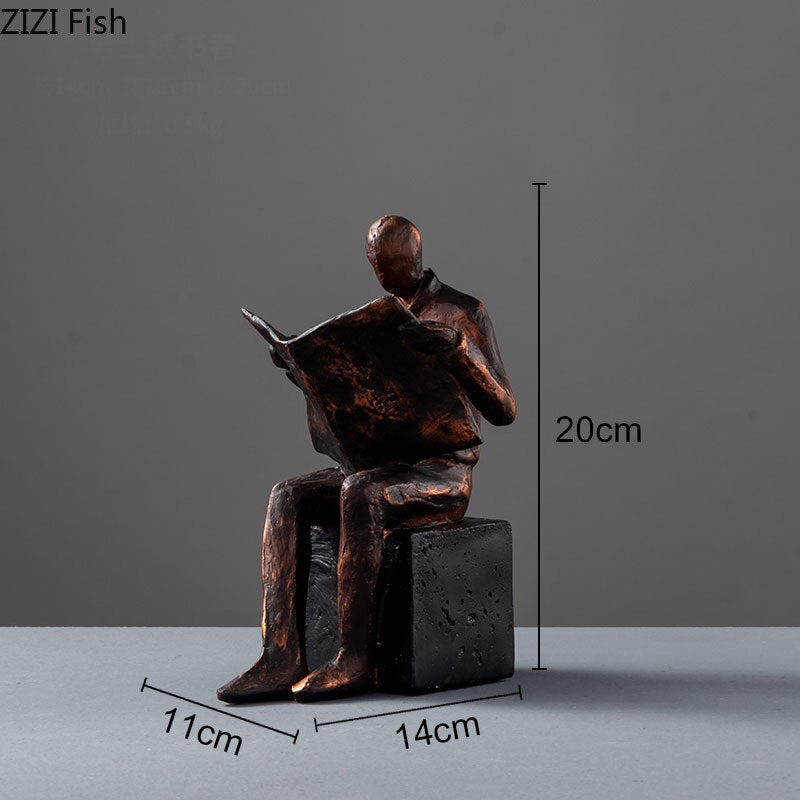 Abstrakt Læser Skulptur Bogstøtte i Resin