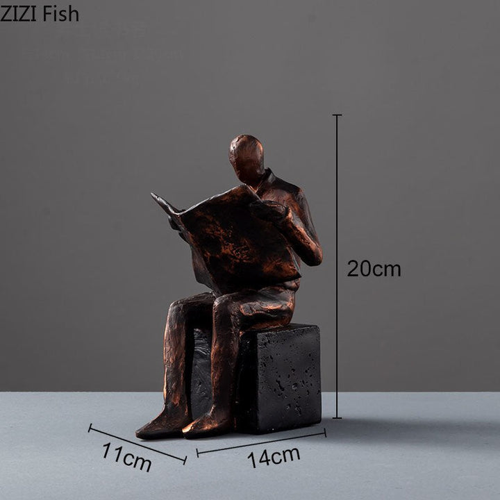 Abstrakt Læser Skulptur Bogstøtte i Resin