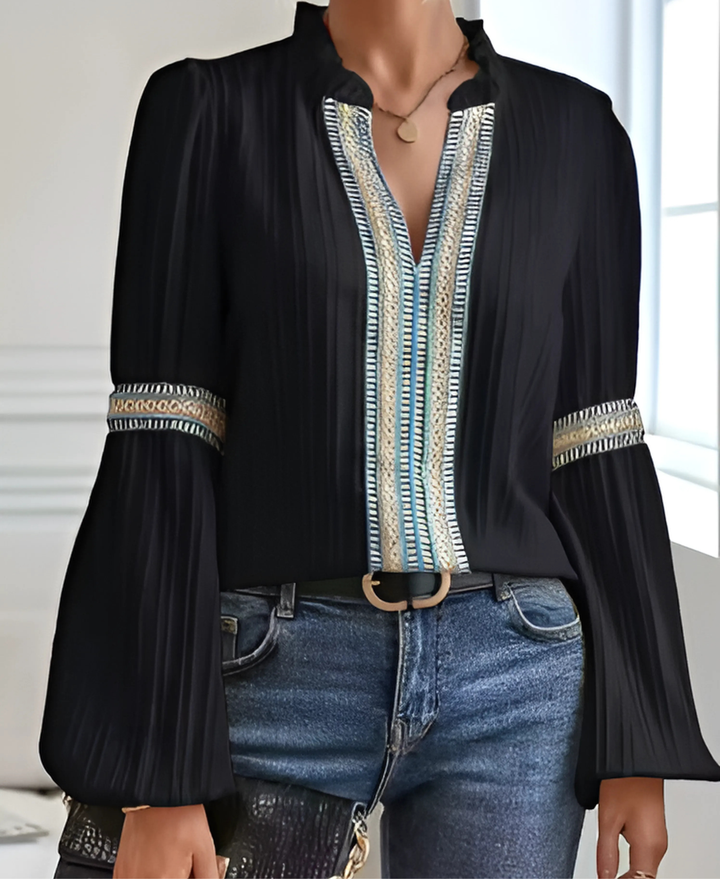 Monica™ | Retro V-Hals Bluse