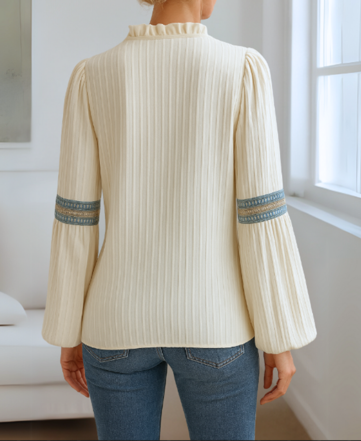 Monica™ | Retro V-Hals Bluse