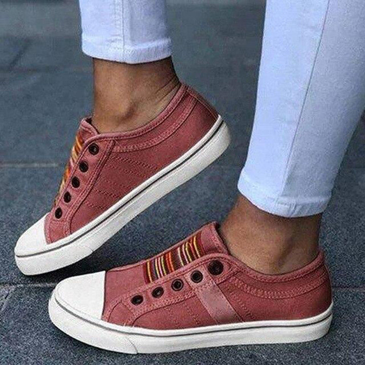 Lara | Damernes Trendy Stribede Canvas-Sneakers