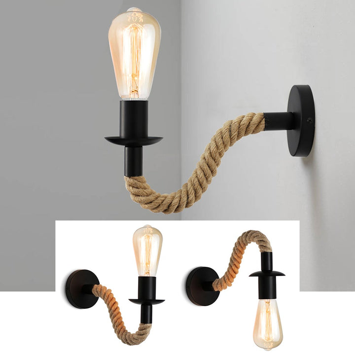 Vintage Hamp Sejl Væglampe med Industriel Design
