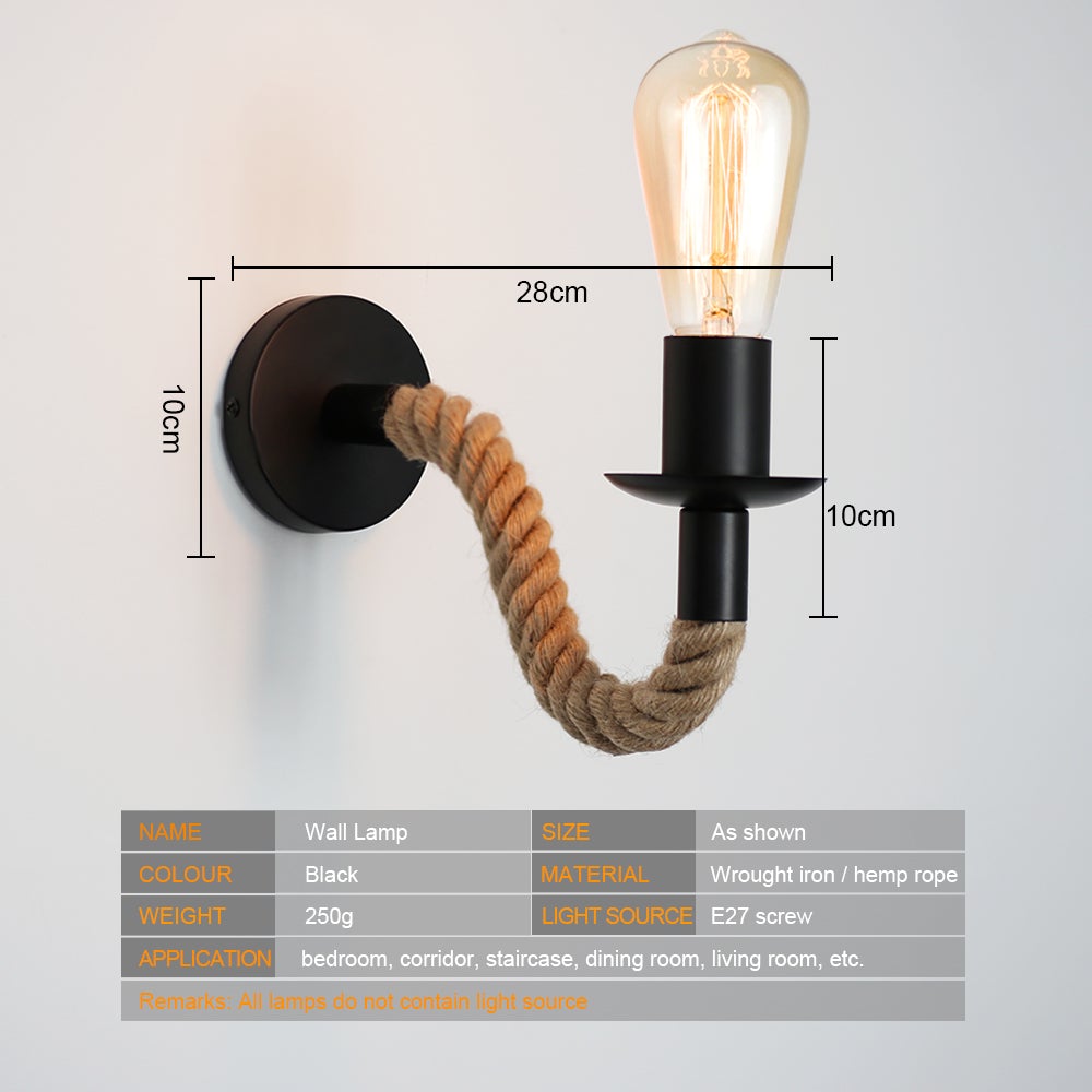 Vintage Hamp Sejl Væglampe med Industriel Design