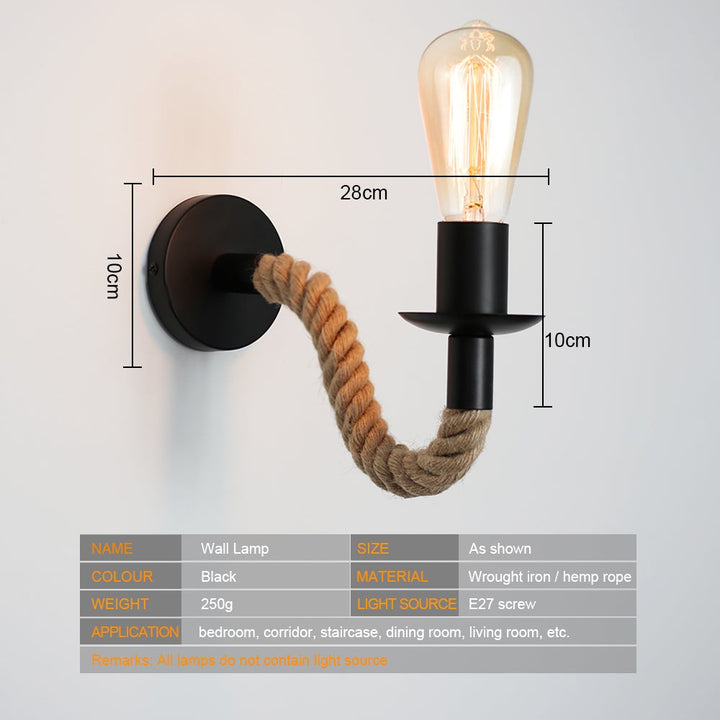 Vintage Hamp Sejl Væglampe med Industriel Design