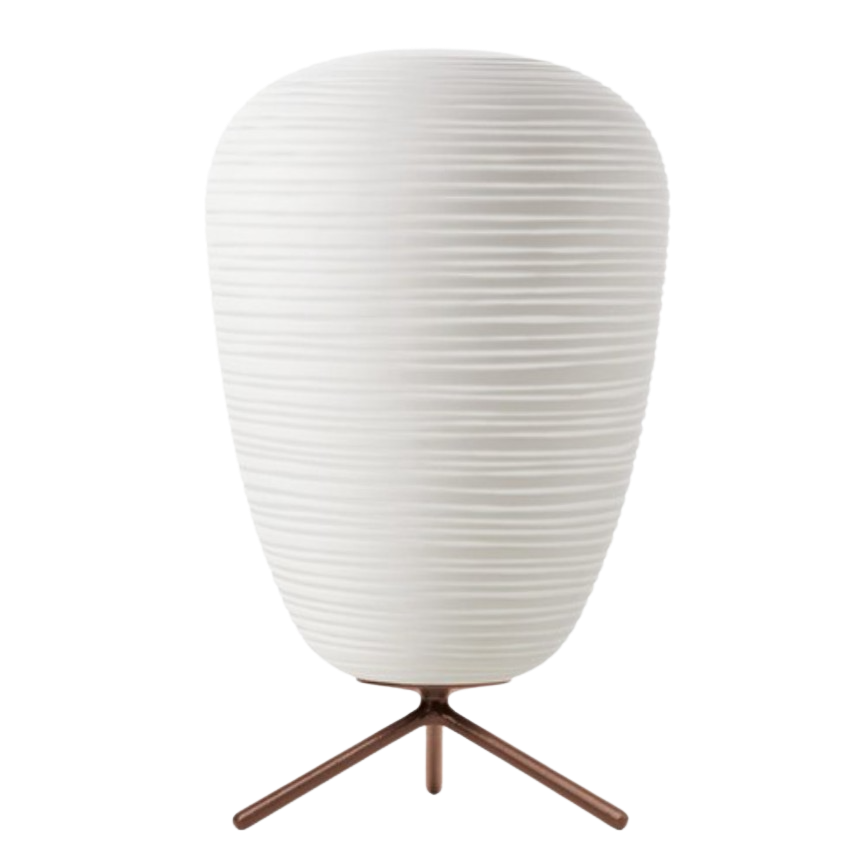 Japansk Inspireret Bordlampe med Frostet Glasdiffuser og Metalbund