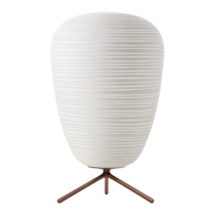 Japansk Inspireret Bordlampe med Frostet Glasdiffuser og Metalbund