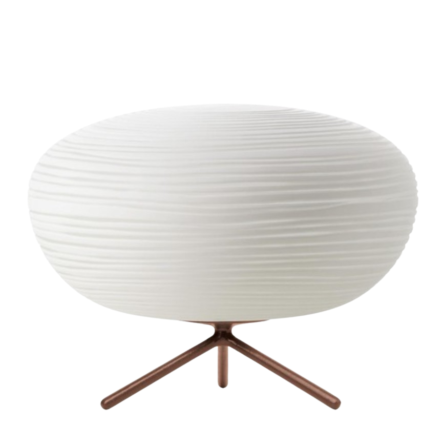 Japansk Inspireret Bordlampe med Frostet Glasdiffuser og Metalbund