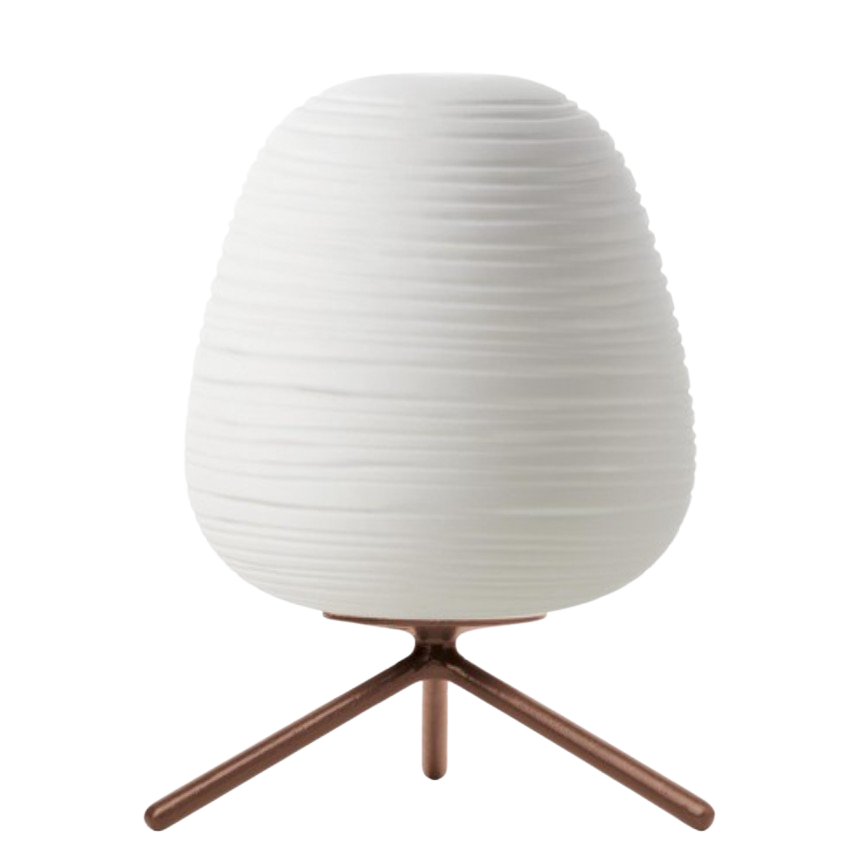 Japansk Inspireret Bordlampe med Frostet Glasdiffuser og Metalbund