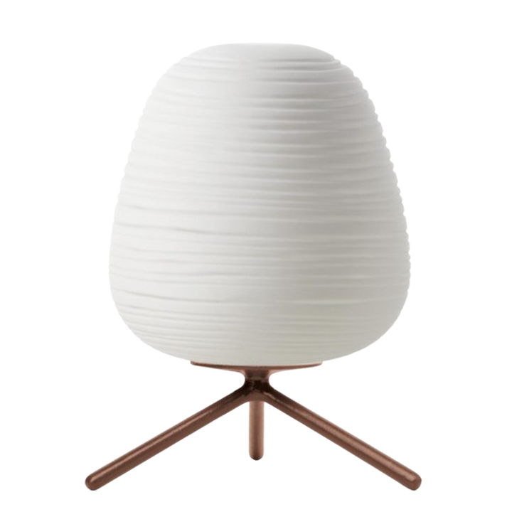 Japansk Inspireret Bordlampe med Frostet Glasdiffuser og Metalbund