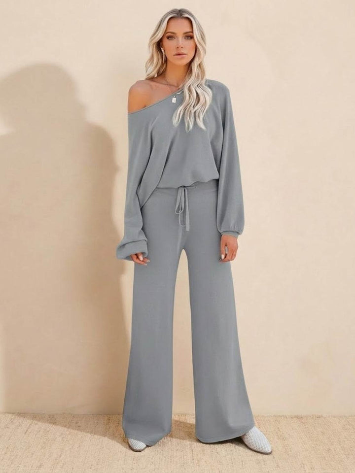 Hailey | Kvinders Cropped Sweatshirt og Bredbenede Bukser Lounge Sæt