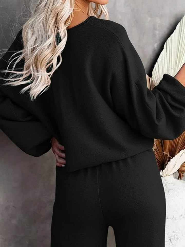 Hailey | Kvinders Cropped Sweatshirt og Bredbenede Bukser Lounge Sæt