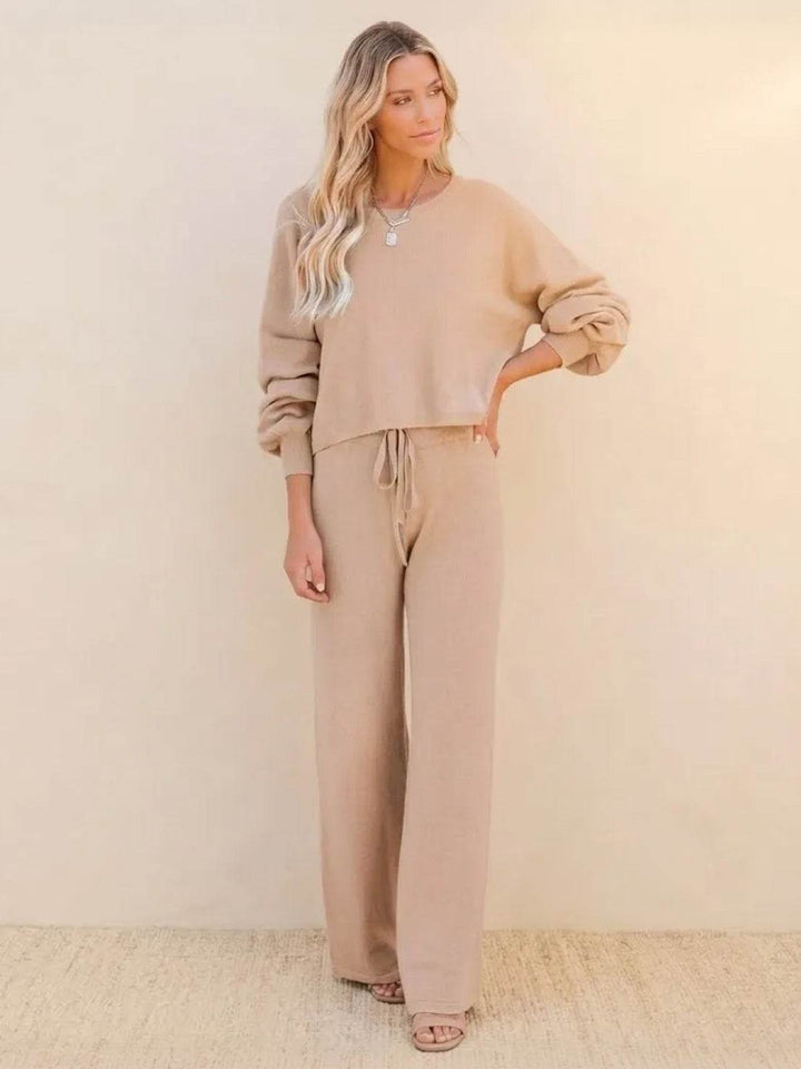 Hailey | Kvinders Cropped Sweatshirt og Bredbenede Bukser Lounge Sæt