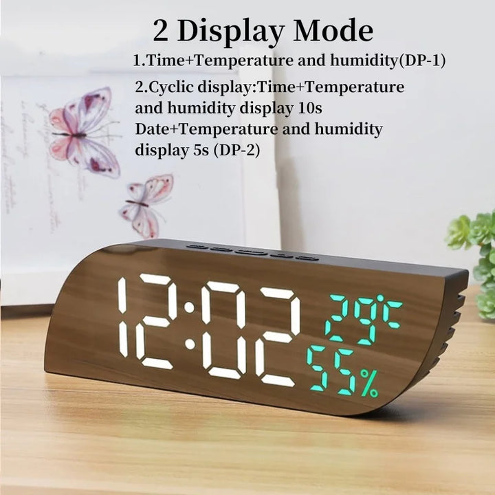 Moderne LED Digital Vækkeur med Dobbelt Display og Snooze Funktion