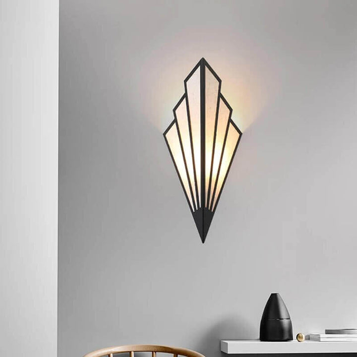 Art Deco Vifteformet Væglampe i Sort og Guld