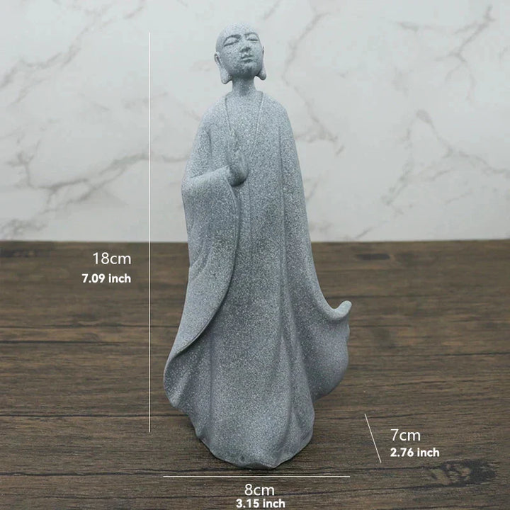 Lille Buddha Statue i Sandsten til Meditation og Zen Have