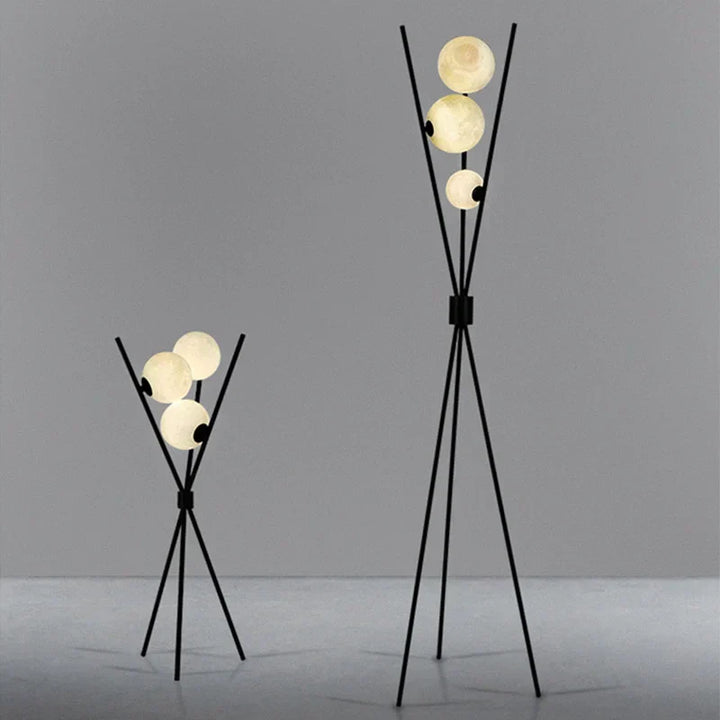 3D Måne Stående Lampe med Tripod og Varm LED Lys
