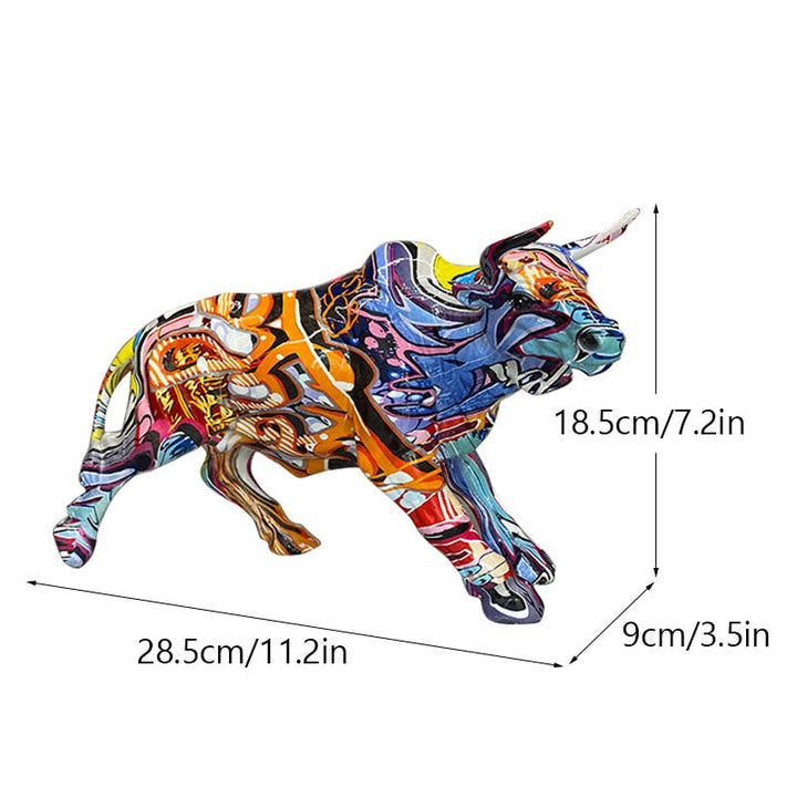 Farverig Graffiti Tyr Statue i Resin