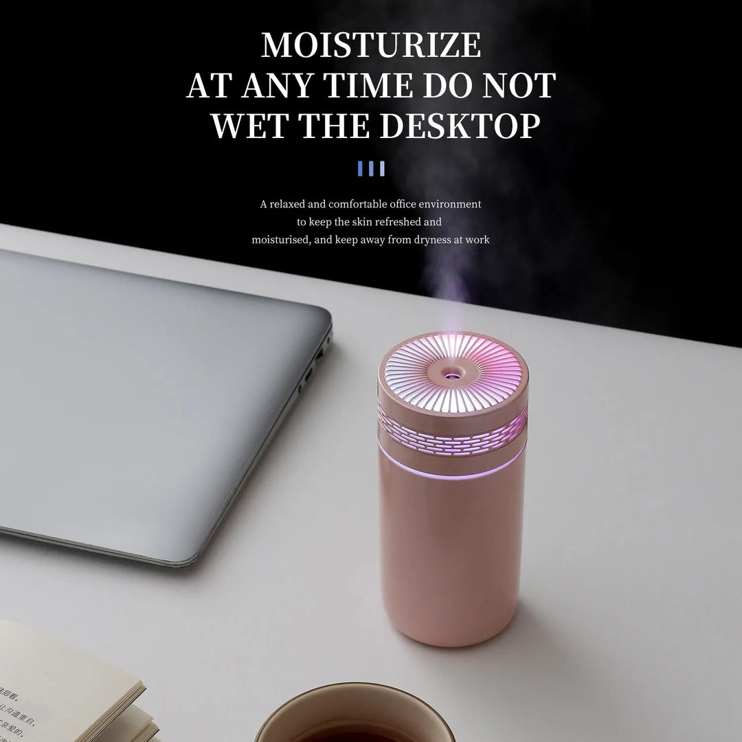 USB Bil Luftfugter med LED Lys og Aromaterapi