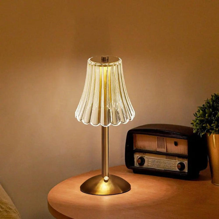 Vintage Krystal Bordlampe med Justerbar Lysstyrke og USB-C Batteri