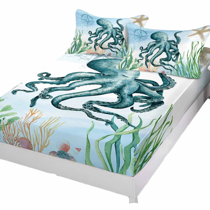Blæksprutte Øje Blomster Duvet Cover Sæt i Polyester