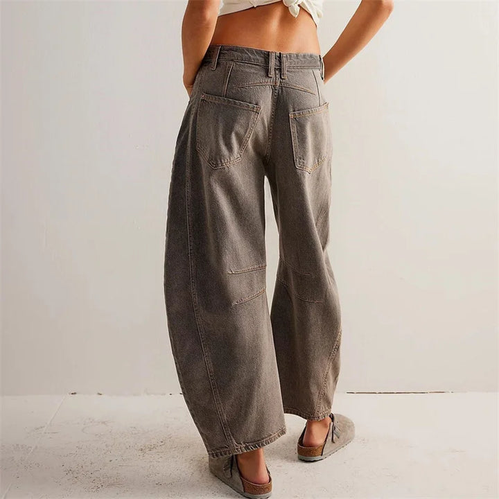 Fad | Kvinders Høj Talje Fad Ben Jeans Løs Pasform Denim