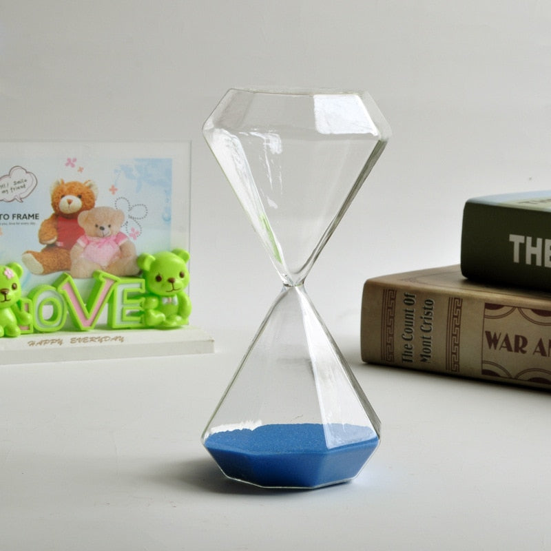 Diamantformet Glas Timeglas med Farverigt Sand - 5-60 Minutters Timer