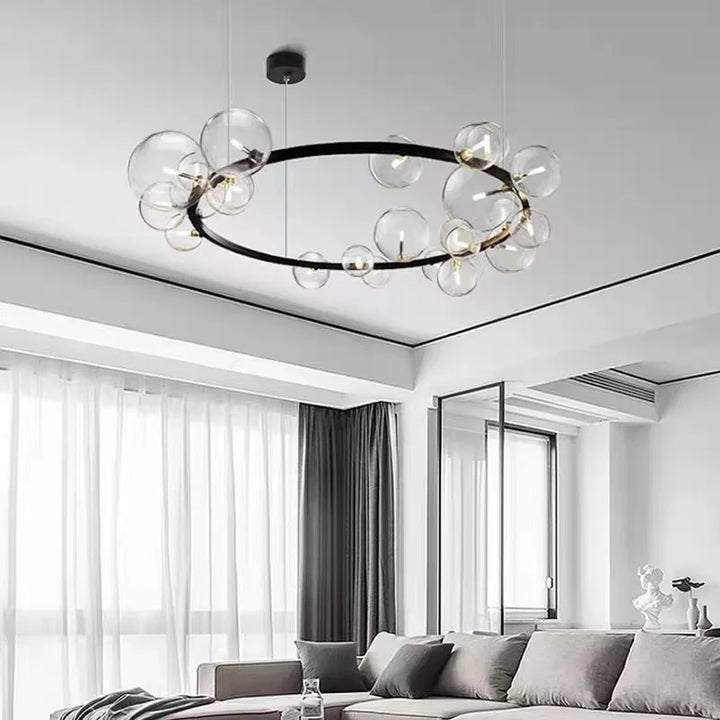 Moderne Metal Lysekrone med Klare Glasbobler og G9 Fatning