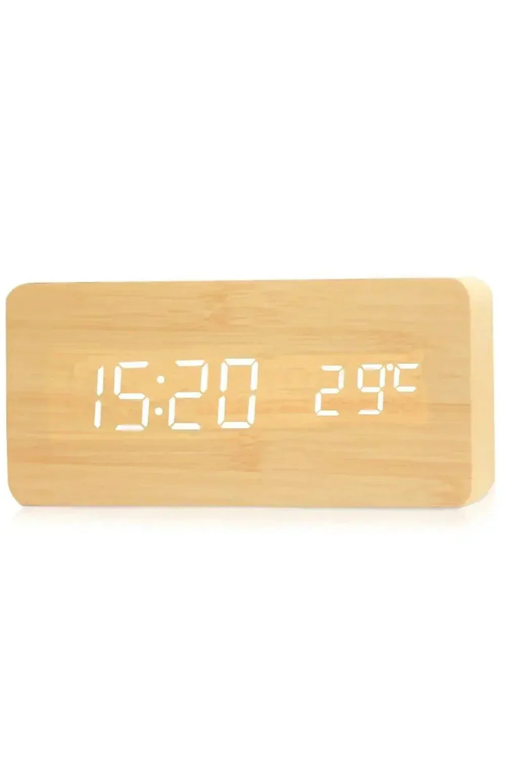 Moderne Træ LED Ur med Elegant Design