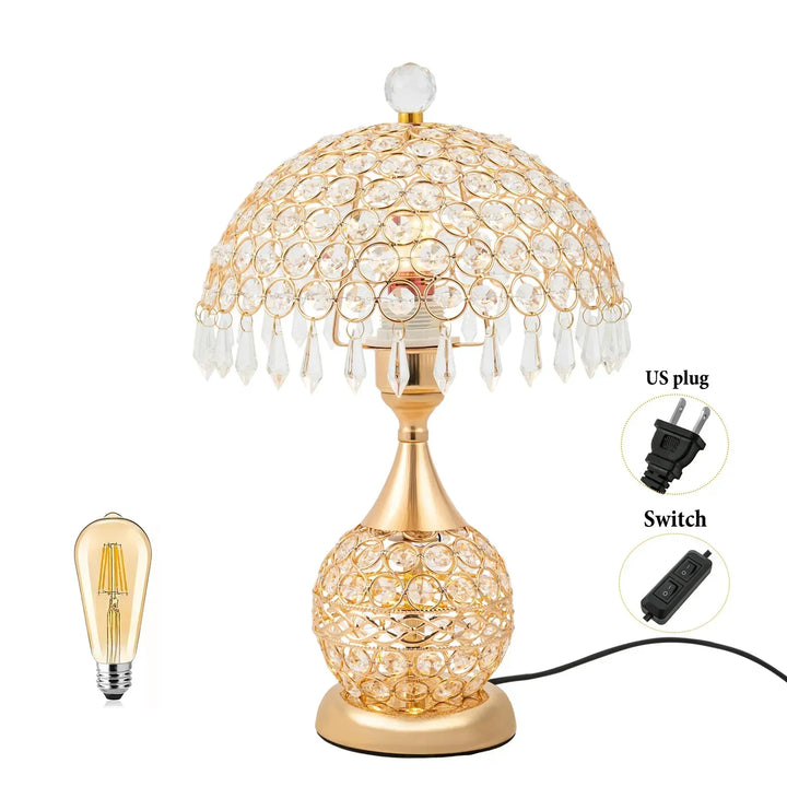 Moderne Guld Krystal Bordlampe med Justerbart LED Lys