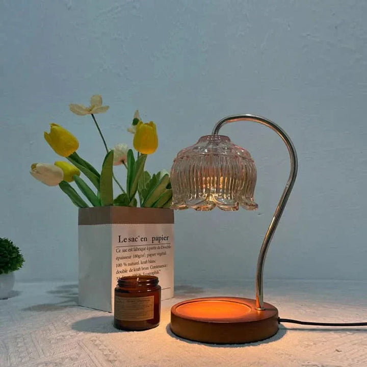 Moderne Metal- og Glasbordlampe med Varm LED-lys