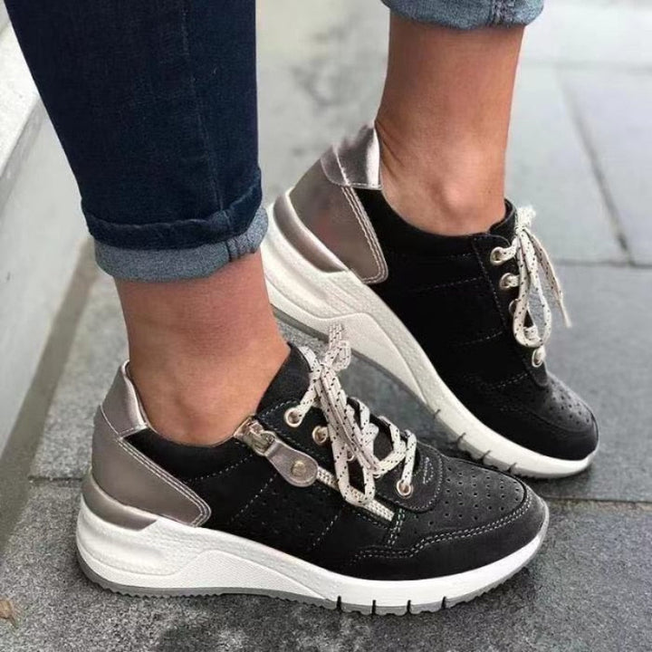 Marie | Dame fritidssneakers med rund tå og snørebånd