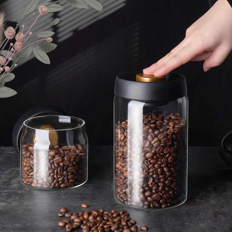 Lufttæt Vakuumforseglet Glasbeholder til Kaffe og Fødevarer