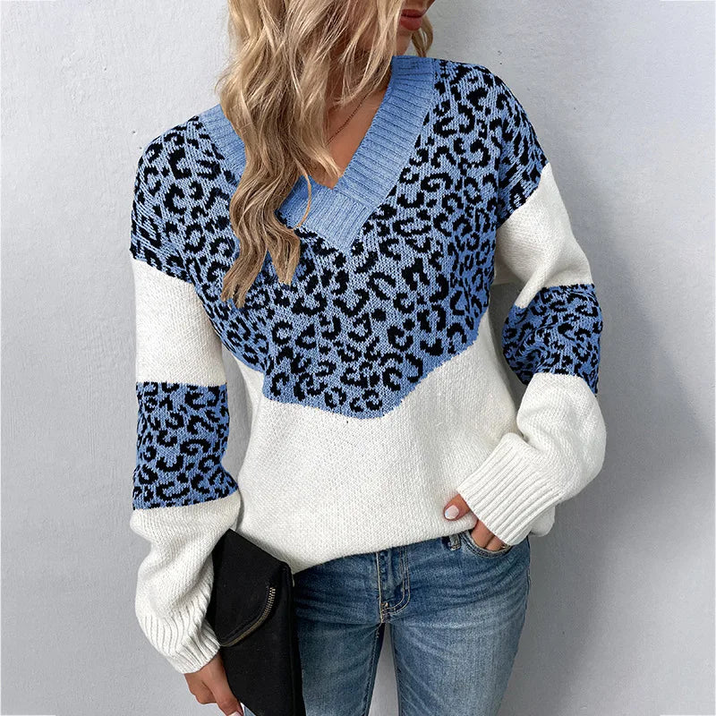 Gabriela™ | Elegant V-hals Sweater Leopard