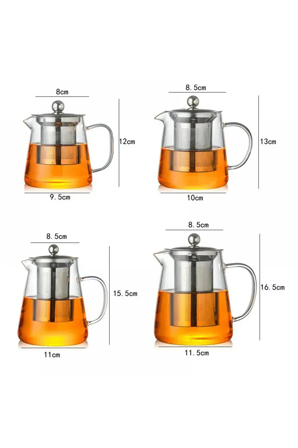 Elegant Glas Teapot med Rustfrit Stål Infuser - 18.5 oz, 25.4 oz, 32 oz, 44 oz