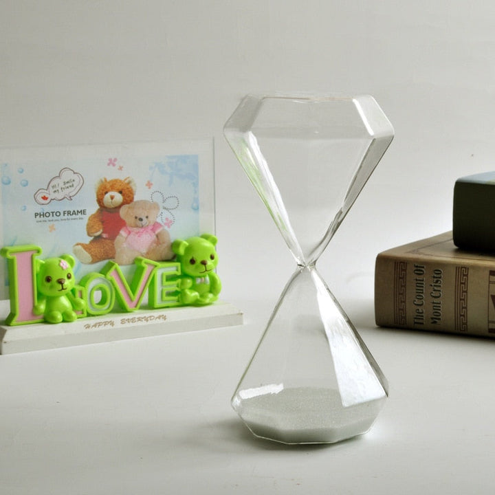 Diamantformet Glas Timeglas med Farverigt Sand - 5-60 Minutters Timer