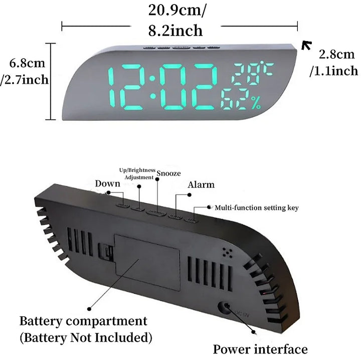 Moderne LED Digital Vækkeur med Dobbelt Display og Snooze Funktion
