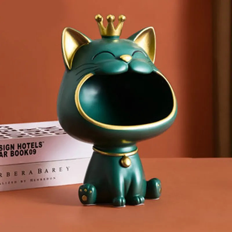 Lucky Cat Nøgleholder i Resin med Skridsikker Base