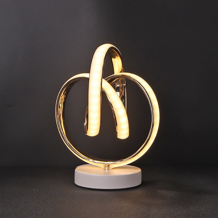 Elegant Spiral LED Bordlampe i Aluminium med Varmt Lys