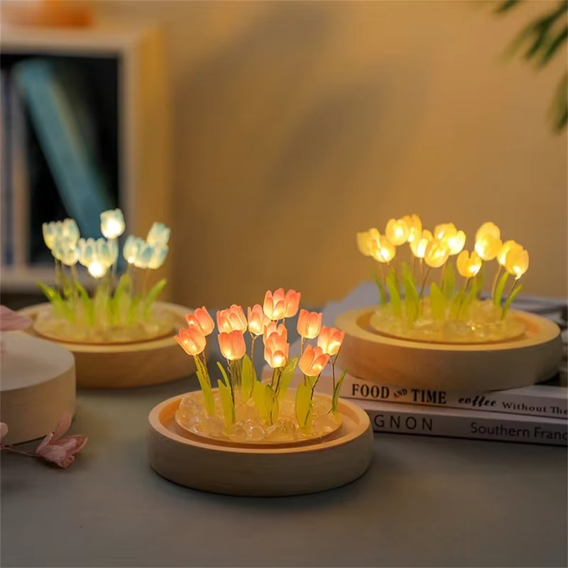 Håndlavet Tulipan LED Nattelys Bordlampe