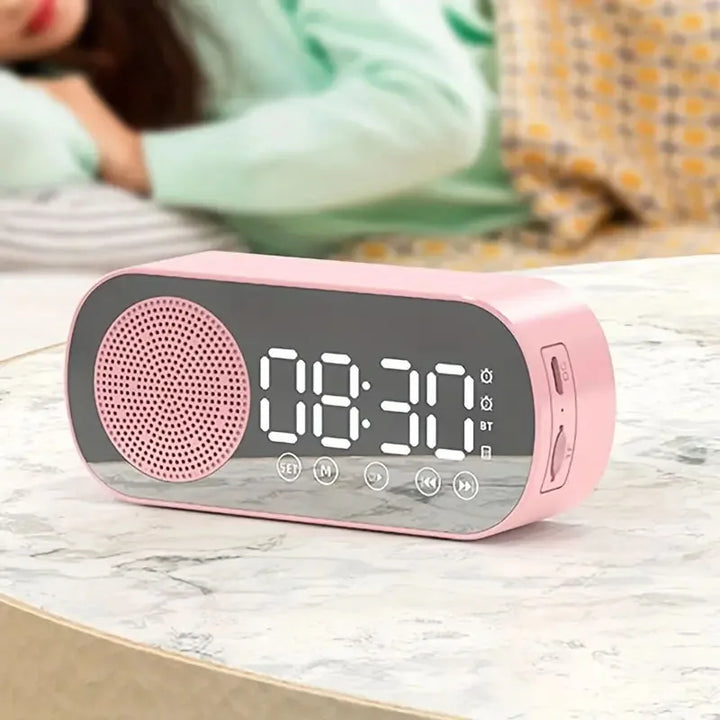 LED Spejl Vækkeur med Bluetooth Højttaler og FM Radio