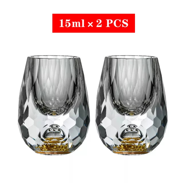 Blyfrit Krystal Whiskey Glas med 24K Guldblad Finish