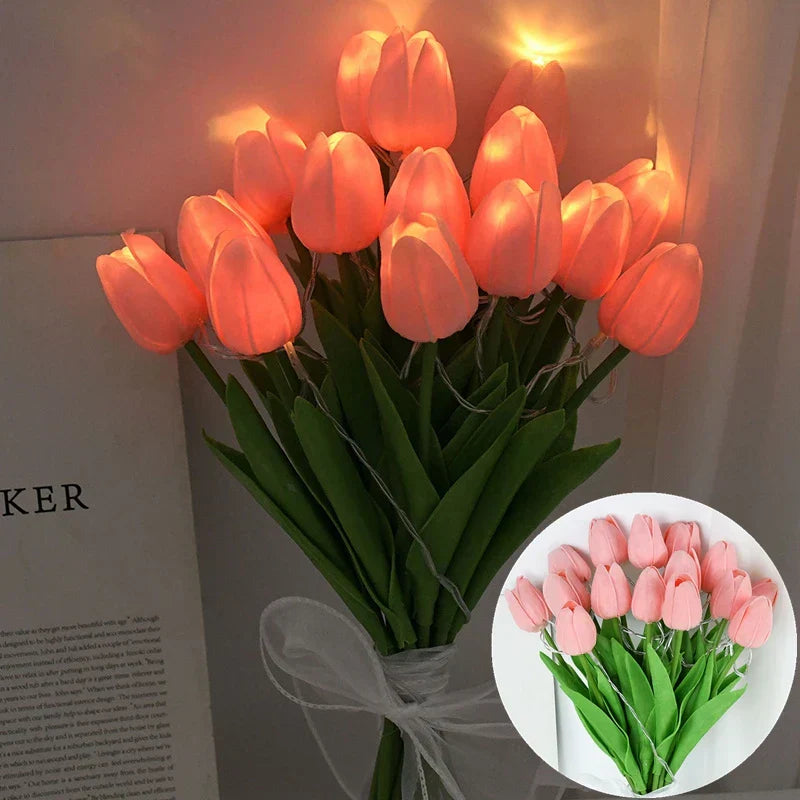 LED Faux Tulipan Bouquet Lampe til Bryllup og Hjemmedekoration