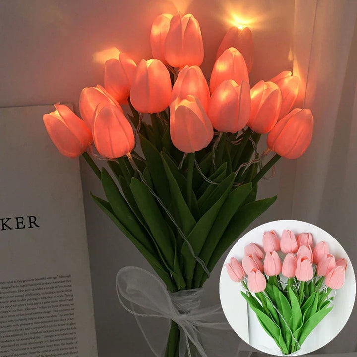 LED Faux Tulipan Bouquet Lampe til Bryllup og Hjemmedekoration